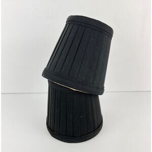 Set of Pleated Lined Chandelier Clip On Mini Shades Black & Gold